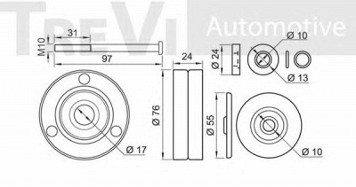 TREVI AUTOMOTIVE ta1700 -  Паразитный / ведущий ролик, поликлиновой ремень